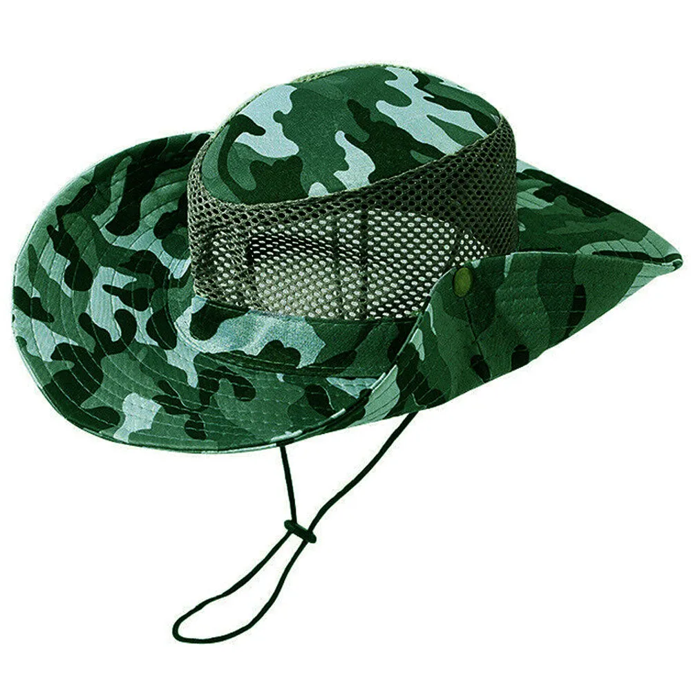 2 Wide Brim Boonie Hat Men Women Top Camo Bucket Hats Safari Military Beach Sun