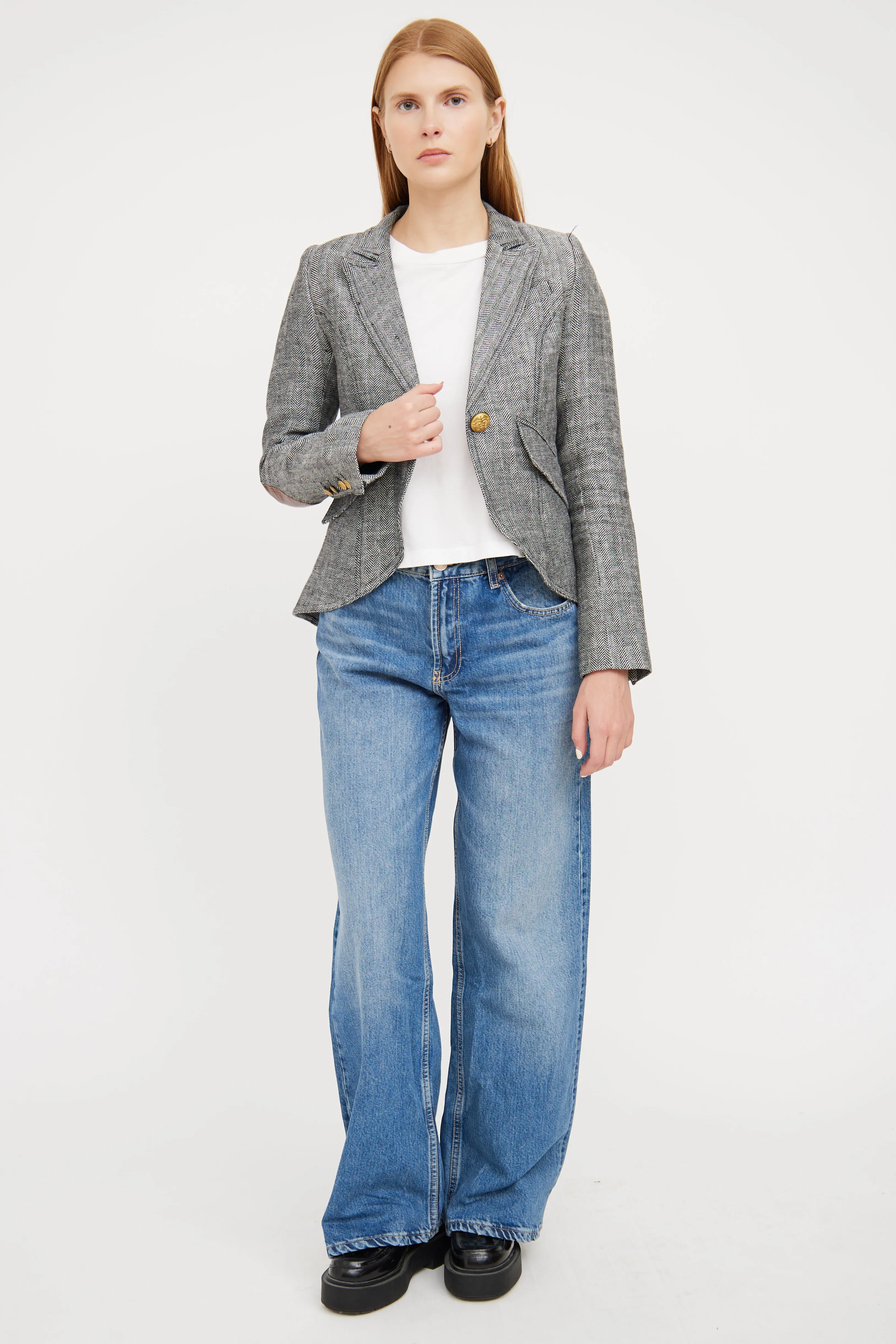 Black & White Tweed Linen Blazer