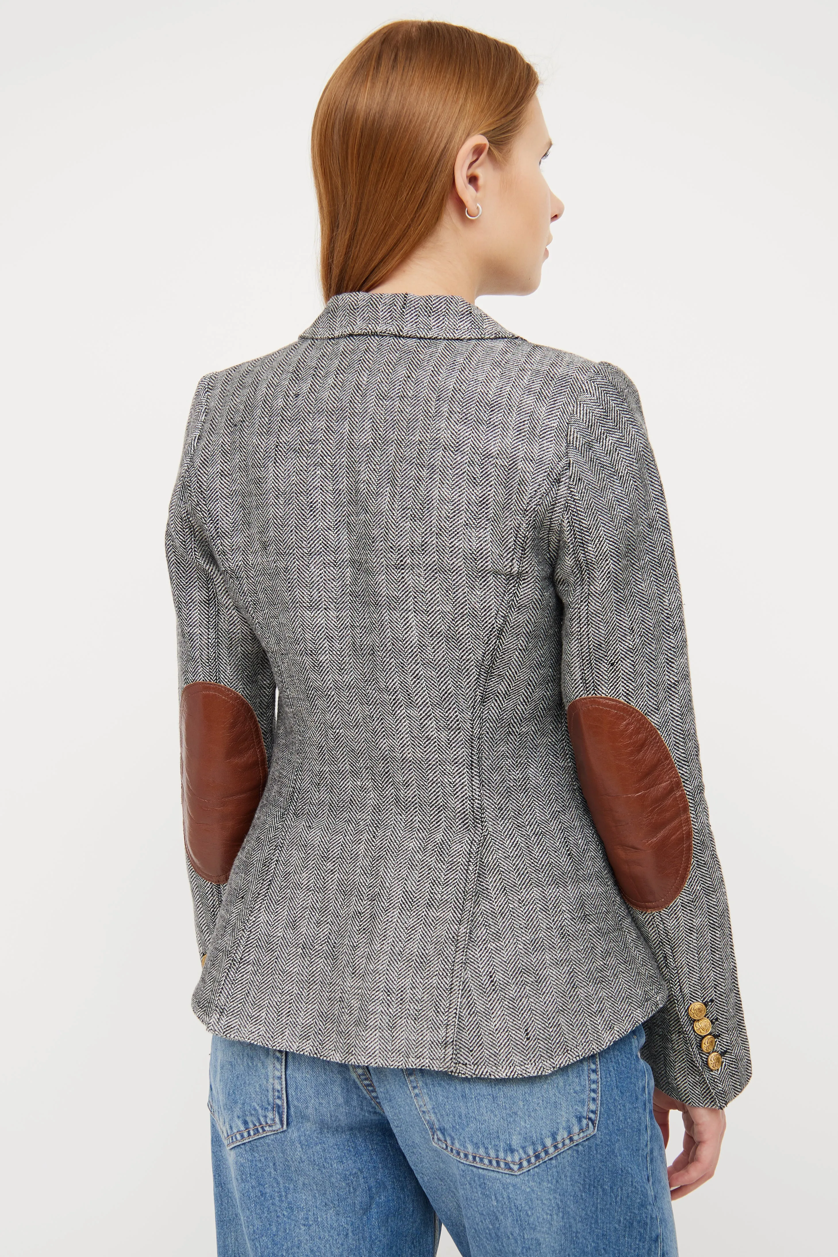 Black & White Tweed Linen Blazer