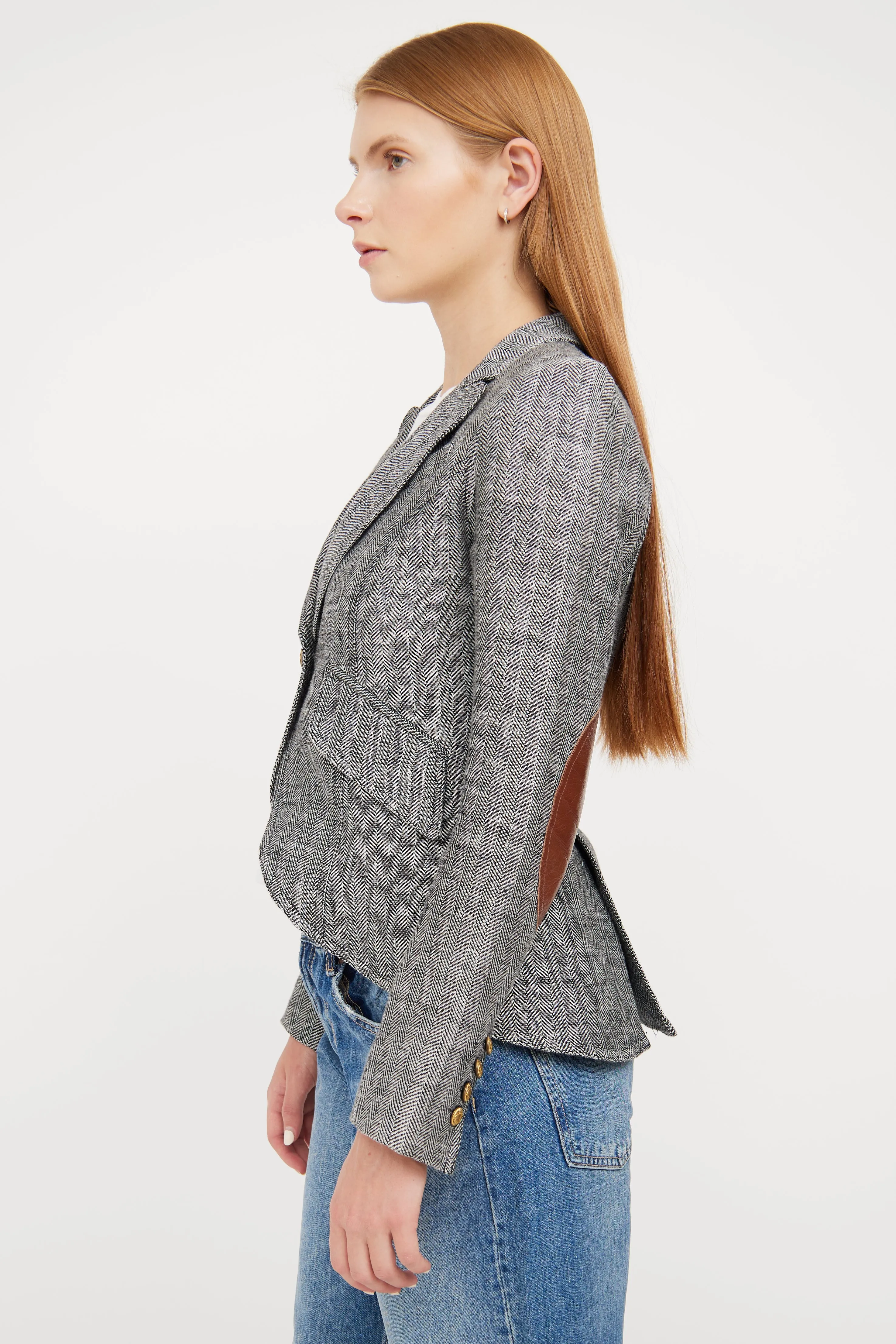 Black & White Tweed Linen Blazer