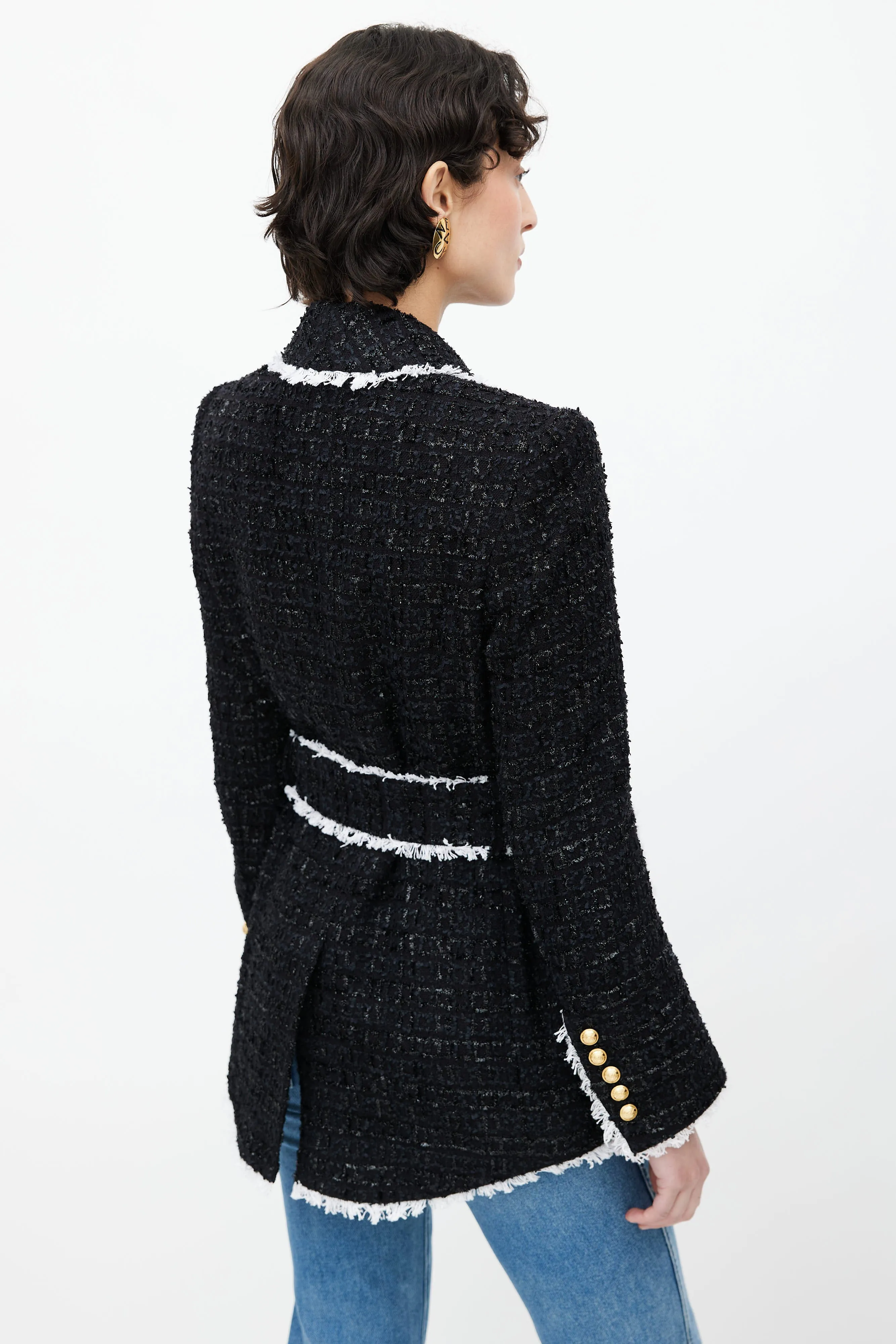 Black & White Tweed Pyjama Belted Blazer