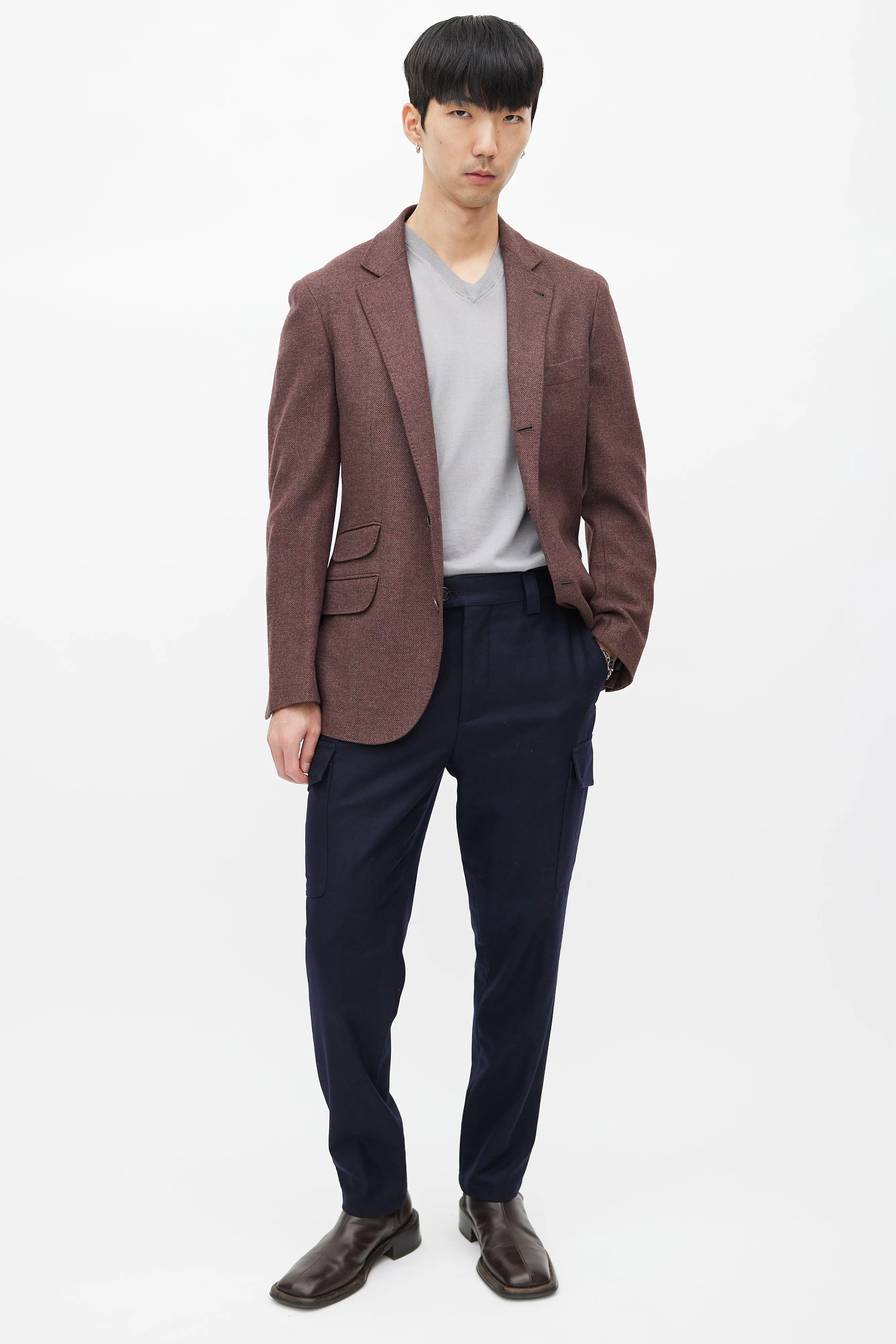 Brown Wool Tweed Blazer