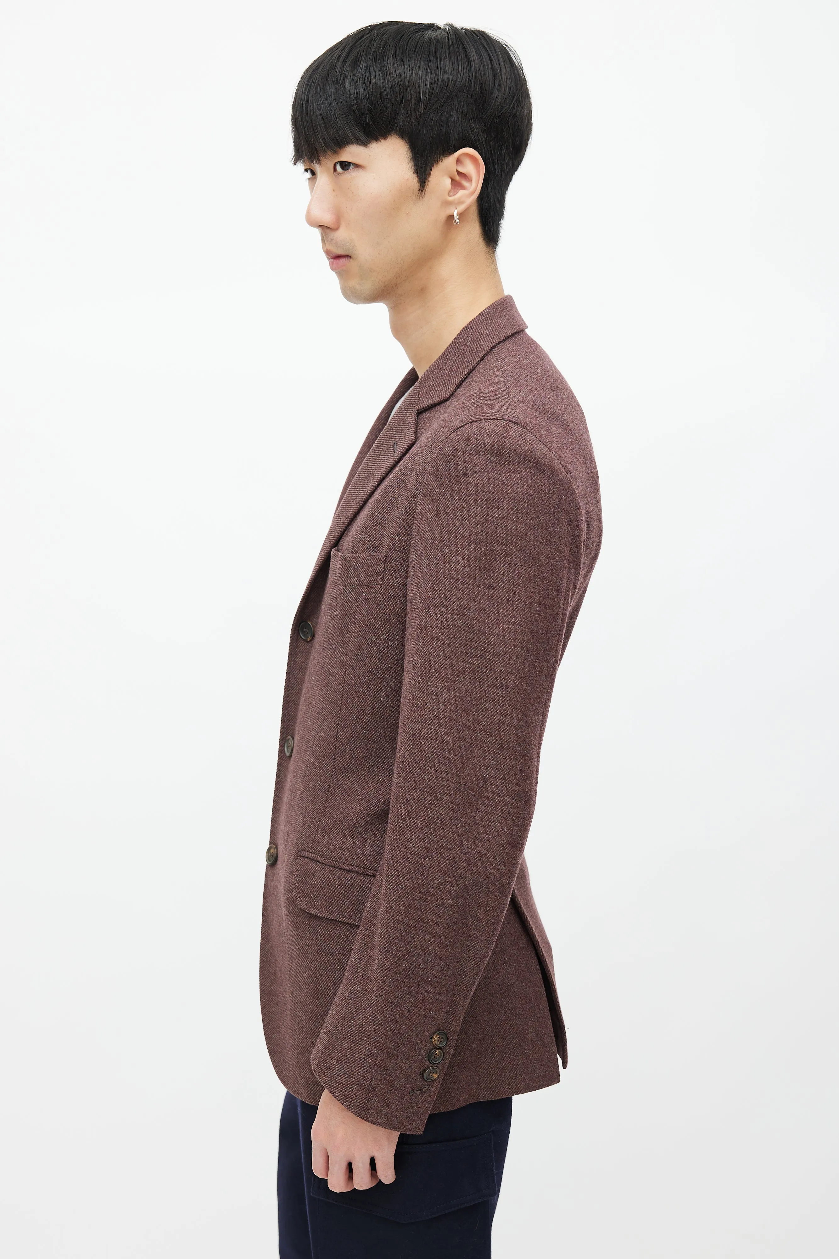 Brown Wool Tweed Blazer