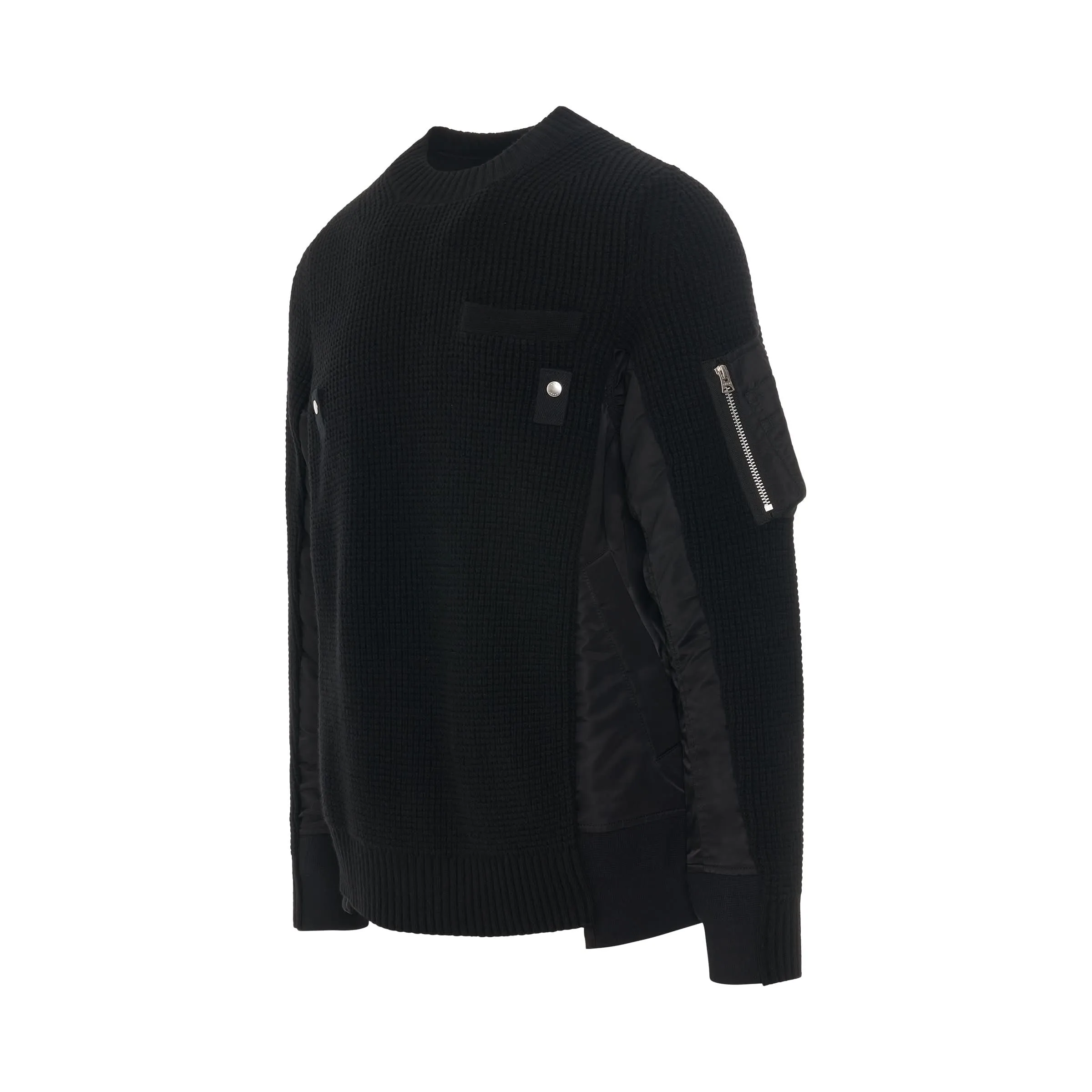 Classic Contrast Panel Sweater in Black