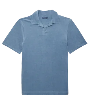 Faustino Terry Cotton Blend Short Sleeve Polo in Summer Nights