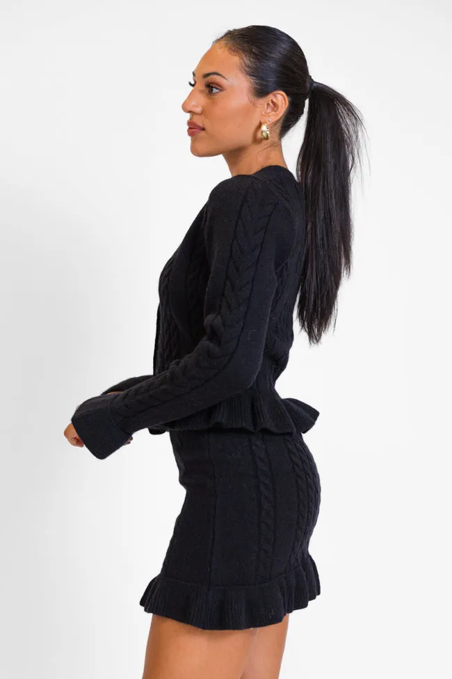 Glistening In The Snow Black Cable Knit Cardigan Set FINAL SALE
