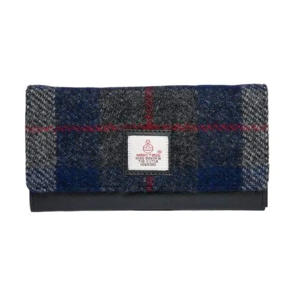 Harris Tweed Envelope Purse In Blue Check