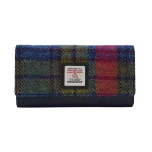 Harris Tweed Envelope Purse In Blue/Pink Check