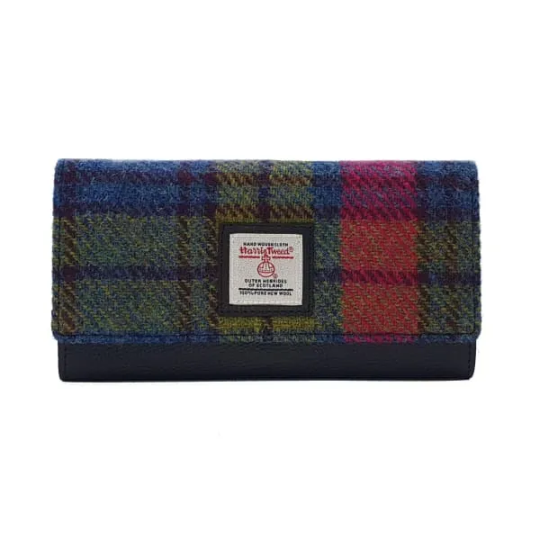 Harris Tweed Envelope Purse In Blue/Pink Check