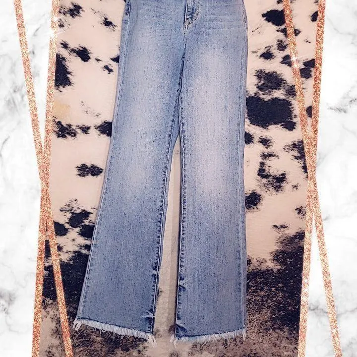 High Waist, Bootcut with Fray Hem Jeans, Judy Blue