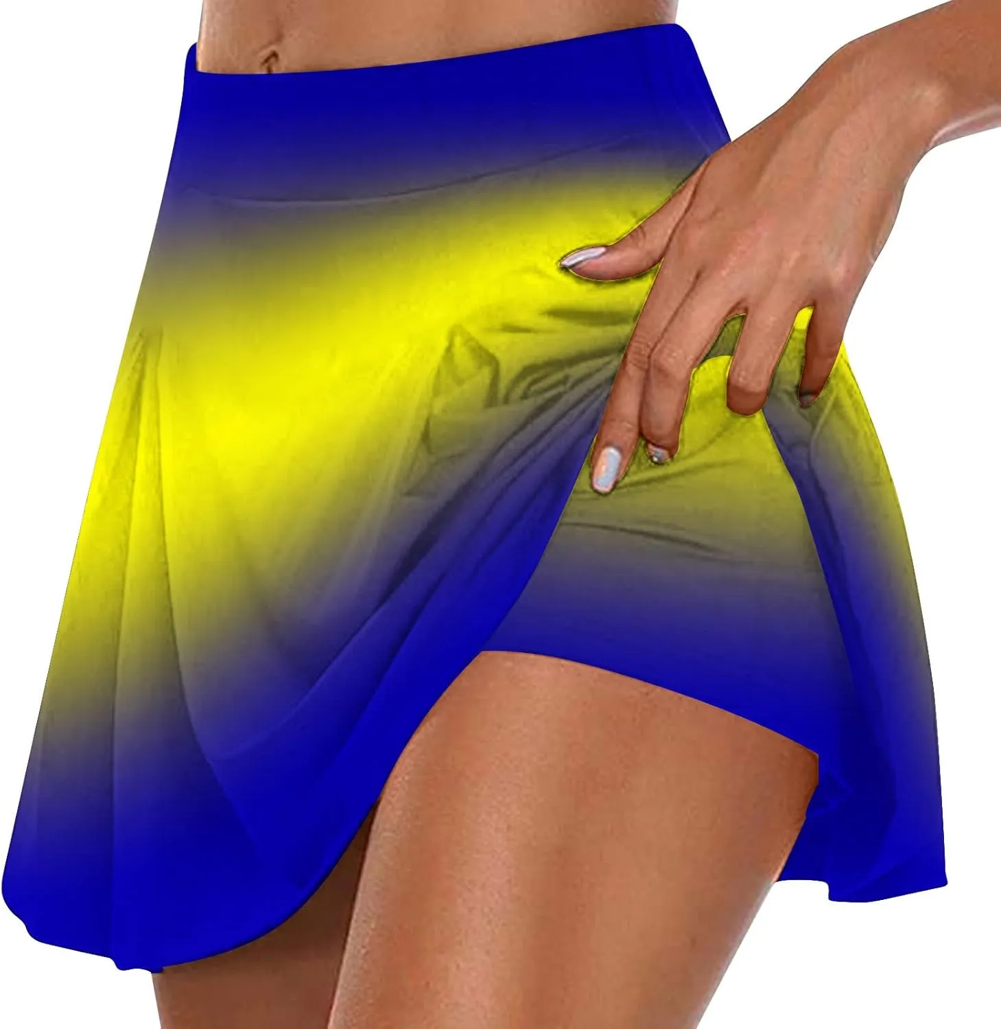 hlysgo Women Tennis Skorts 2025 Summer Athletic Shorts High Waisted Flowy Shorts Trendy Gradient Print Sport Workout Shorts
