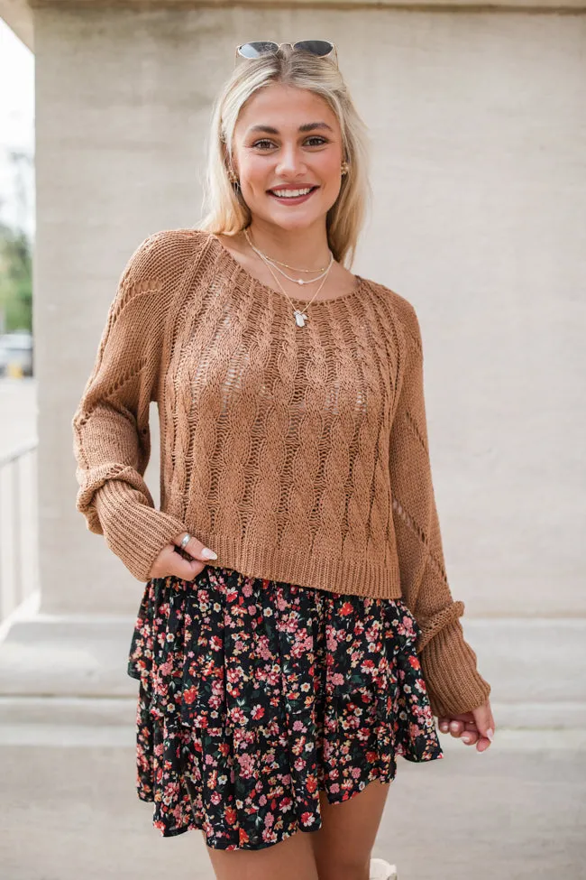 I'm Just Me Brown Cable Knit Lightweight Sweater FINAL SALE
