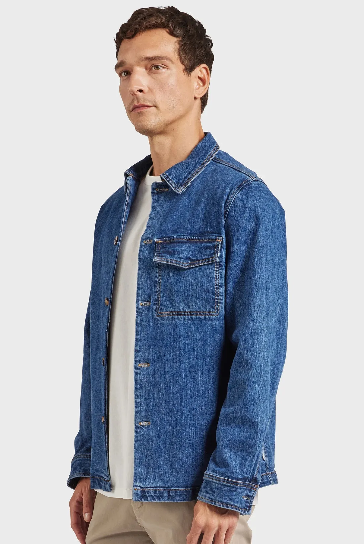 Jensen Indigo Overshirt in Mid Wash
