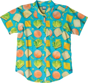 KAVU Girl Party Button Up Shirt - Boyfriend Fit Print