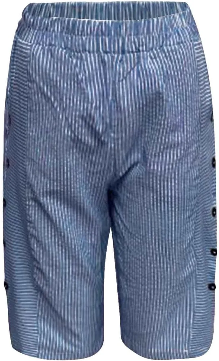 Linen Shorts for Women 2025 Summer Trendy High Waisted Wide Leg Side Button Bermuda Short Loose Pants with Pockets