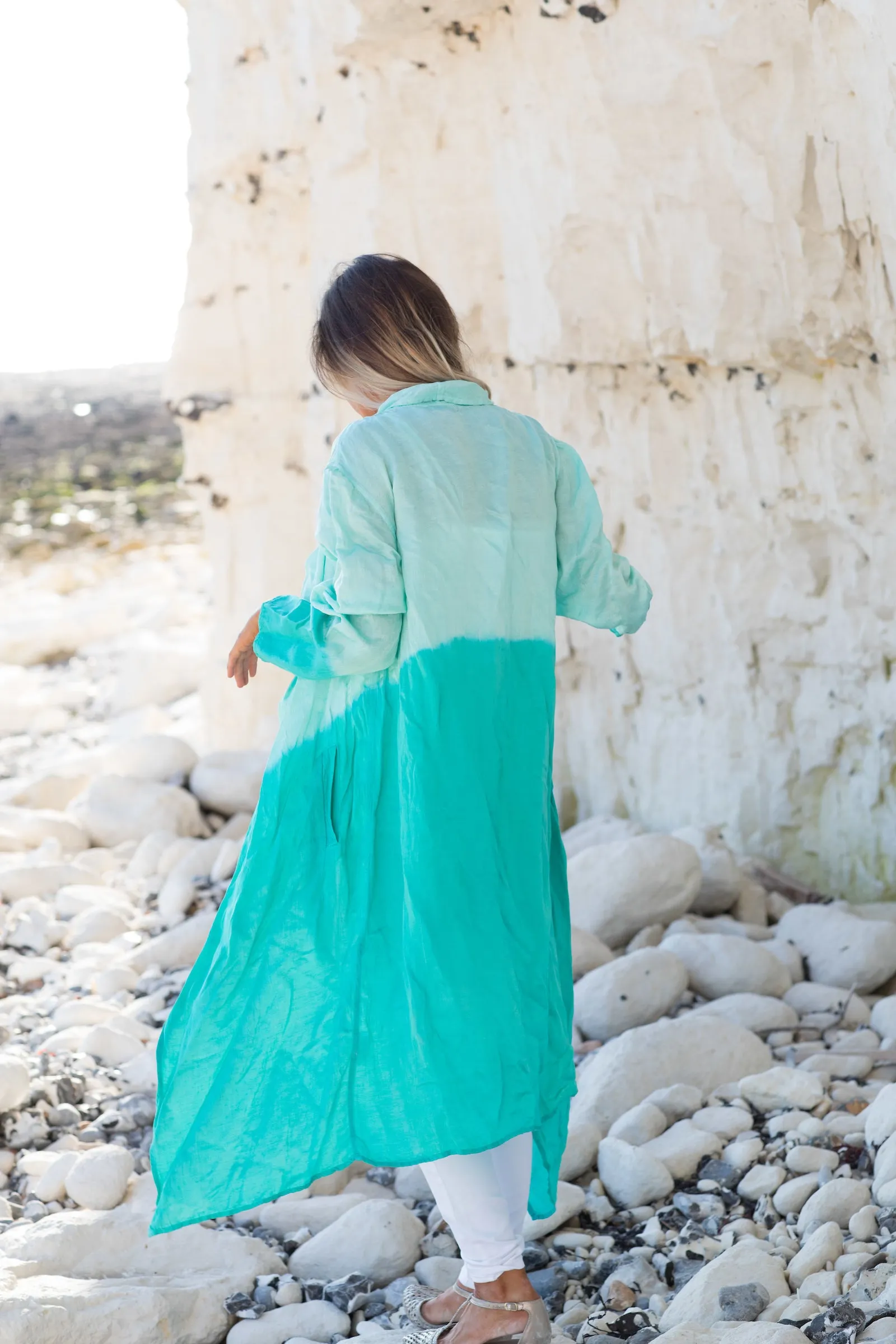 Nellore Jacket Hand Dyed in Bamboo Linen Ombre Only Size S/M (10 to 14)