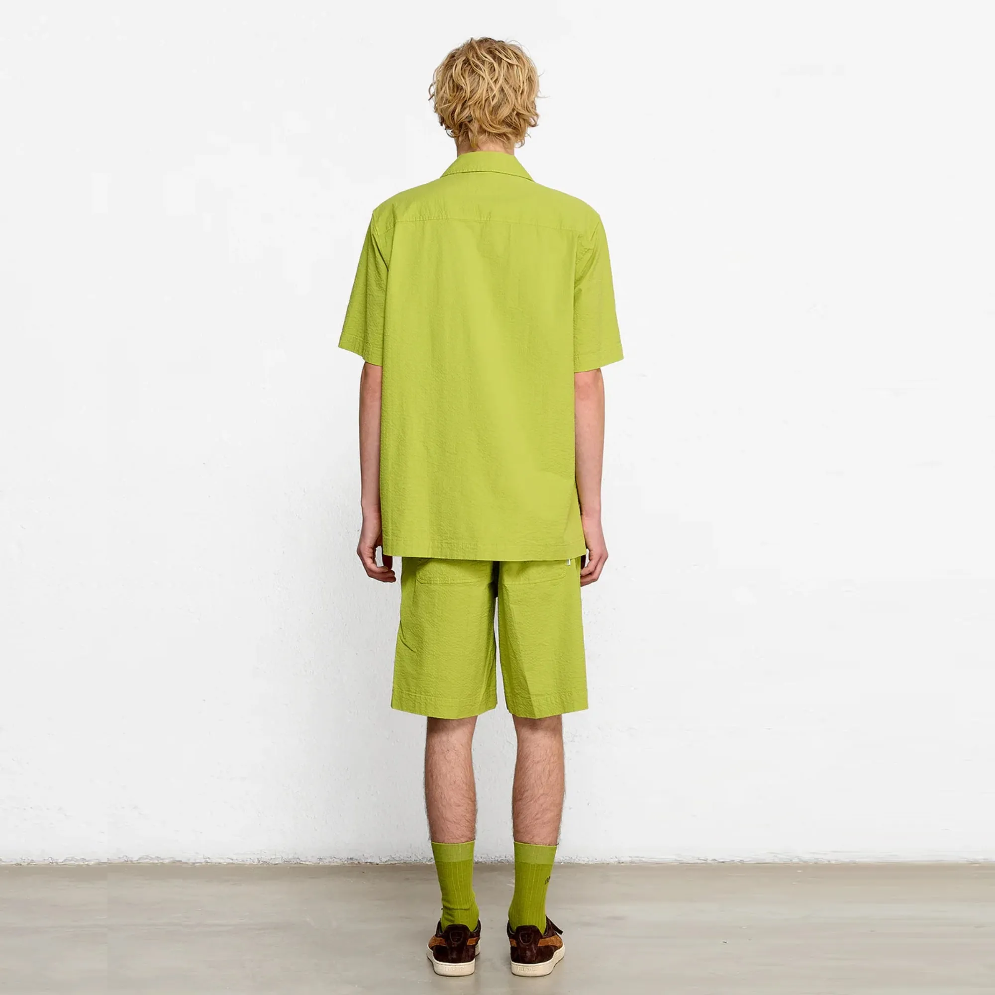 Seersucker Short Sleeve Polo (Green)