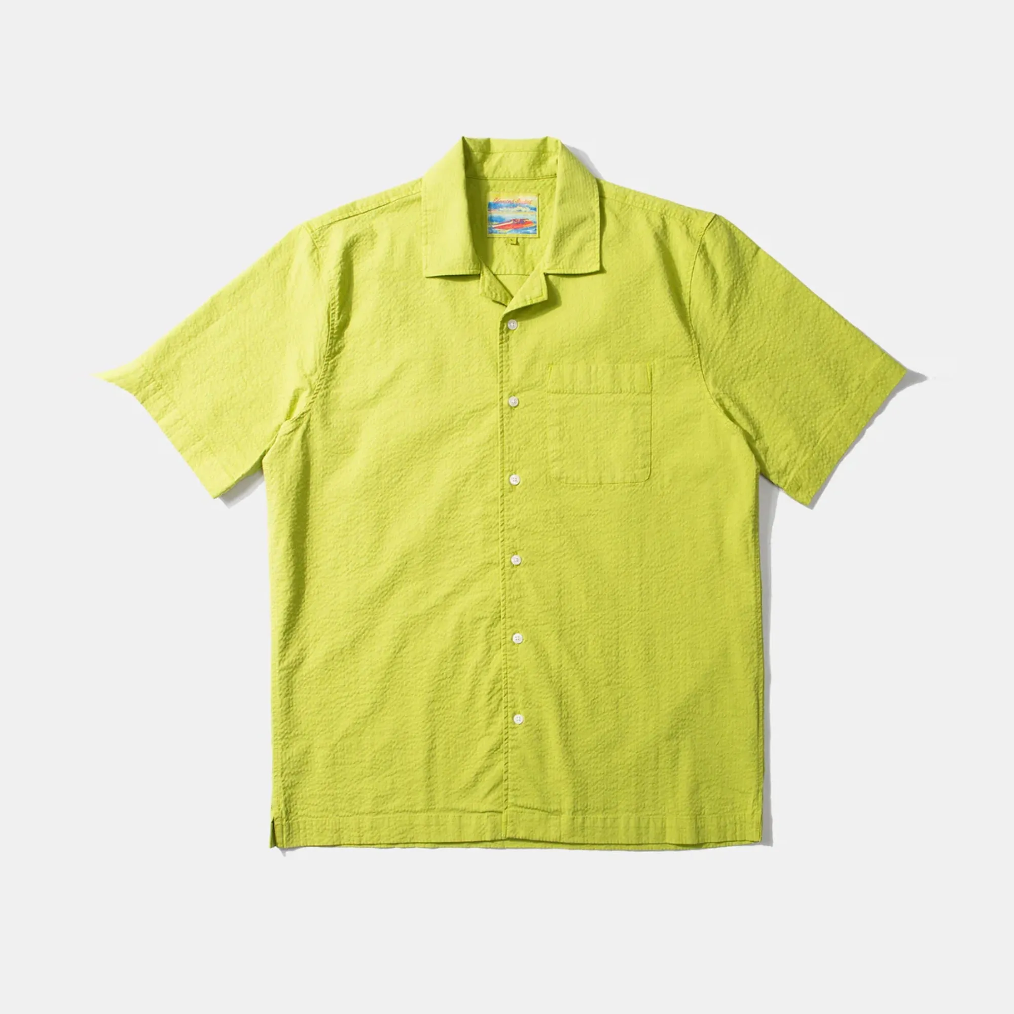 Seersucker Short Sleeve Polo (Green)