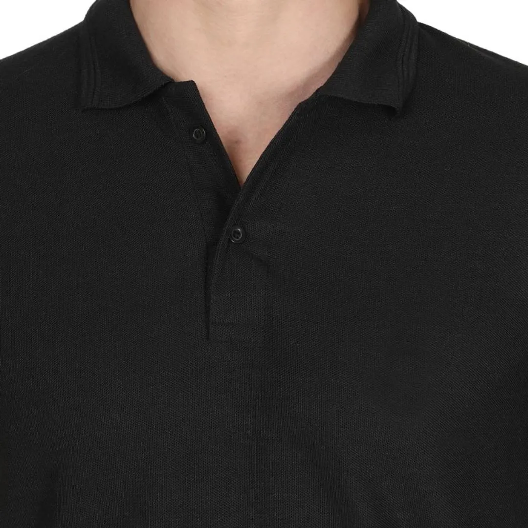 Stunning Black Polyester Solid Polos For Men