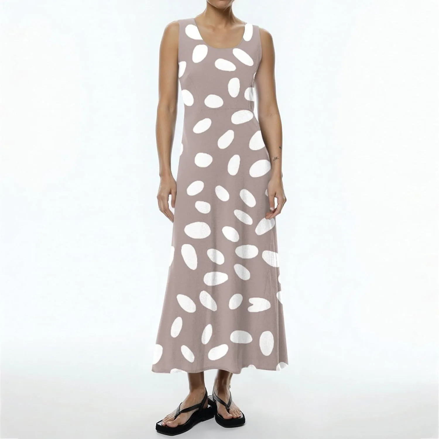 Summer Dresses for Women 2025 Linen Plus Size Tank Sundresses Beach Vacation Sleeveless Floral Dress with Pockets