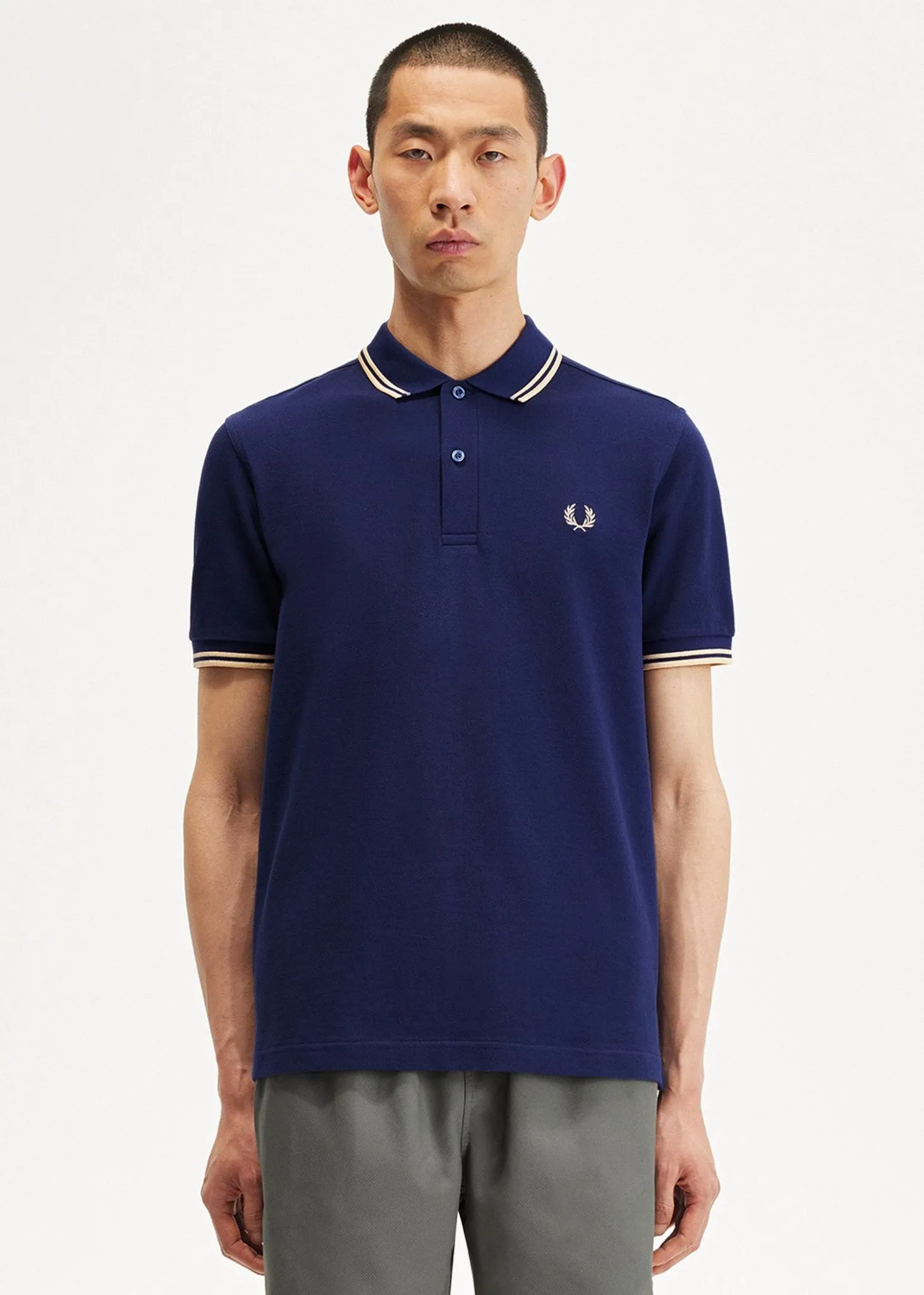 Twin tipped Fred Perry shirt - french navy ice cream