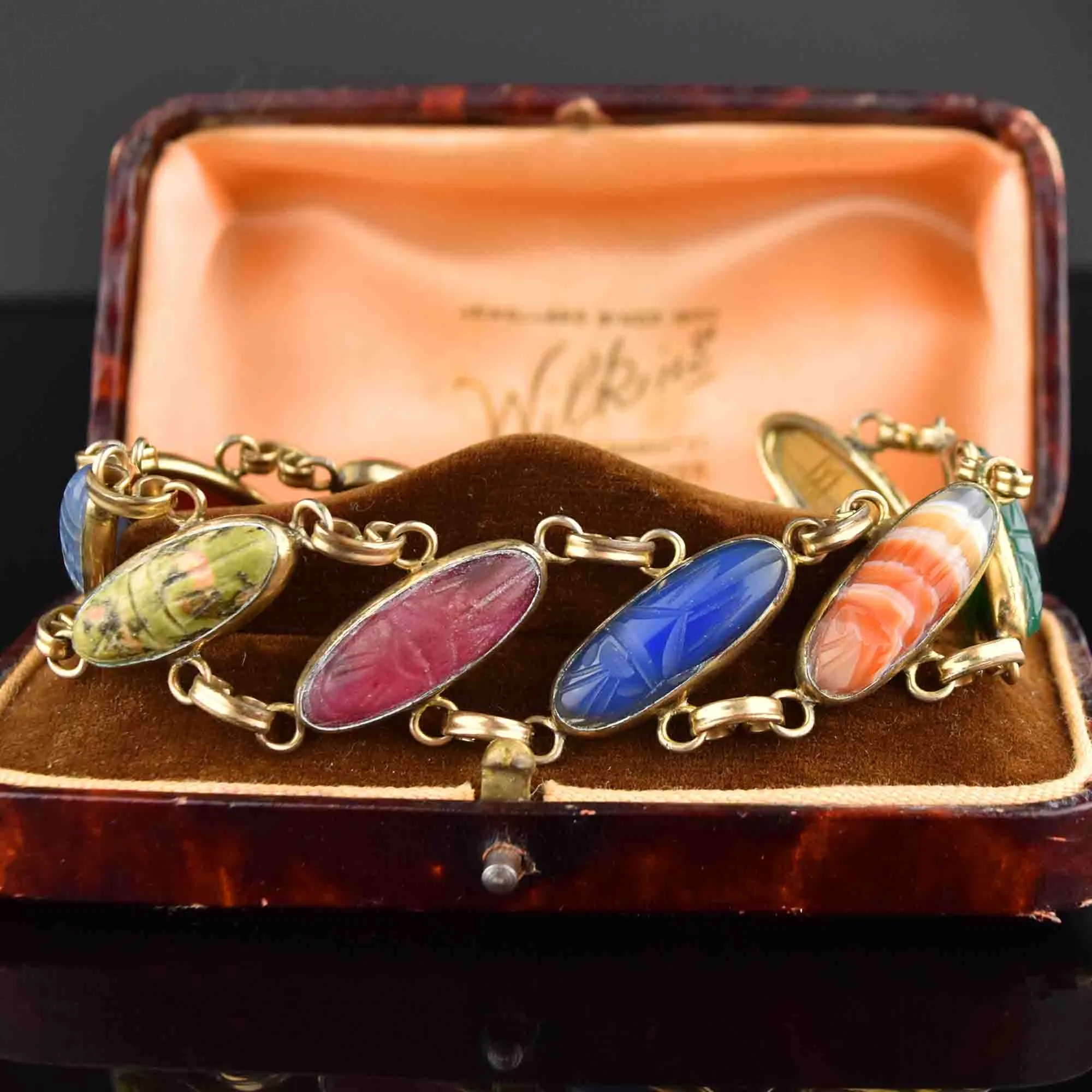 Vintage Wide Egyptian Beetle Bug Scarab Bracelet
