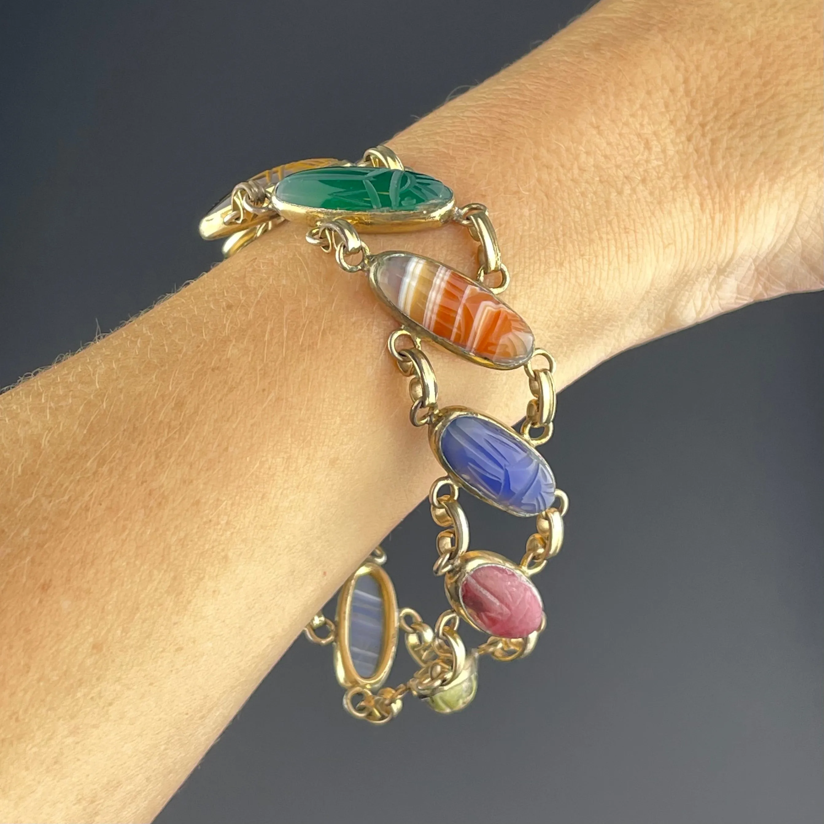 Vintage Wide Egyptian Beetle Bug Scarab Bracelet