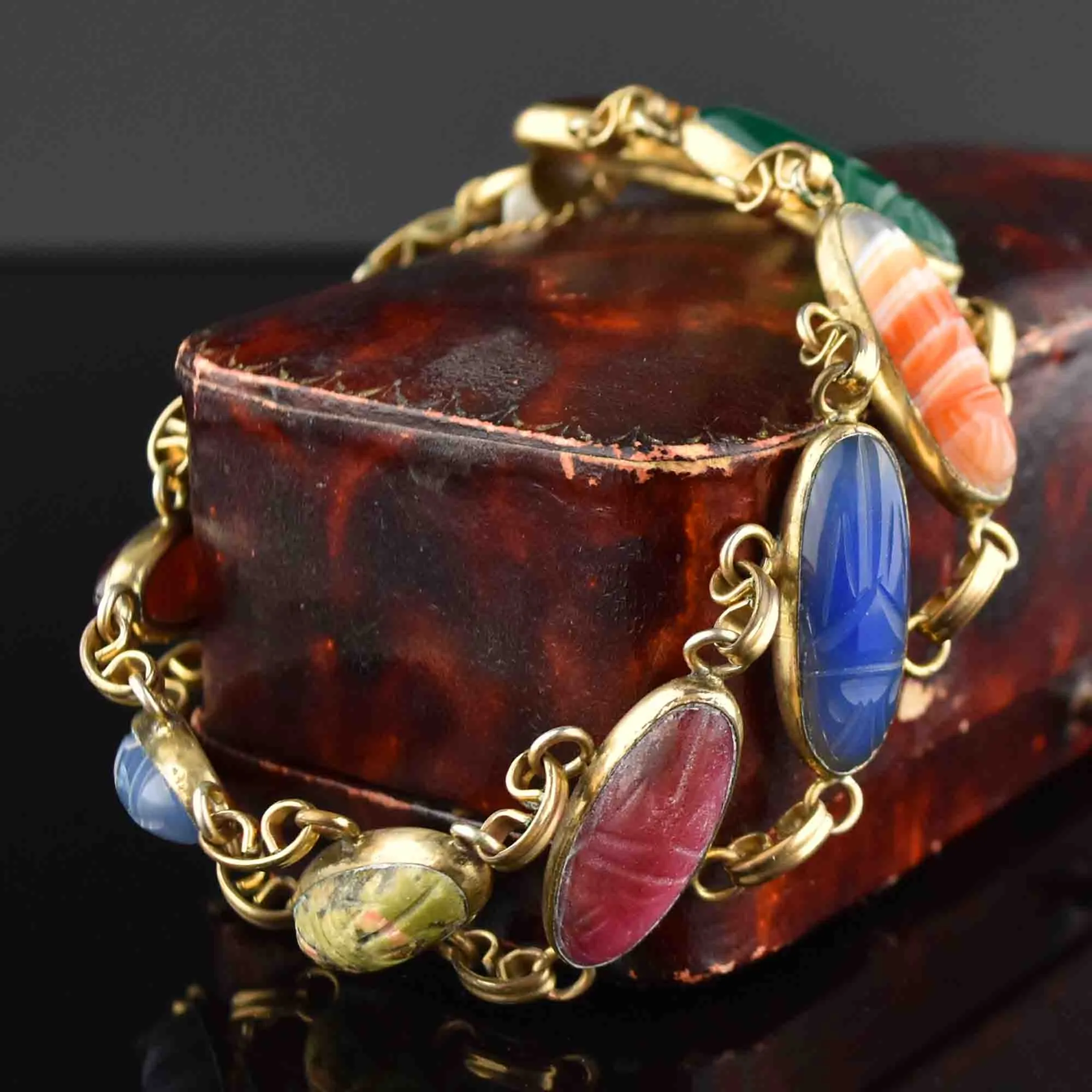 Vintage Wide Egyptian Beetle Bug Scarab Bracelet