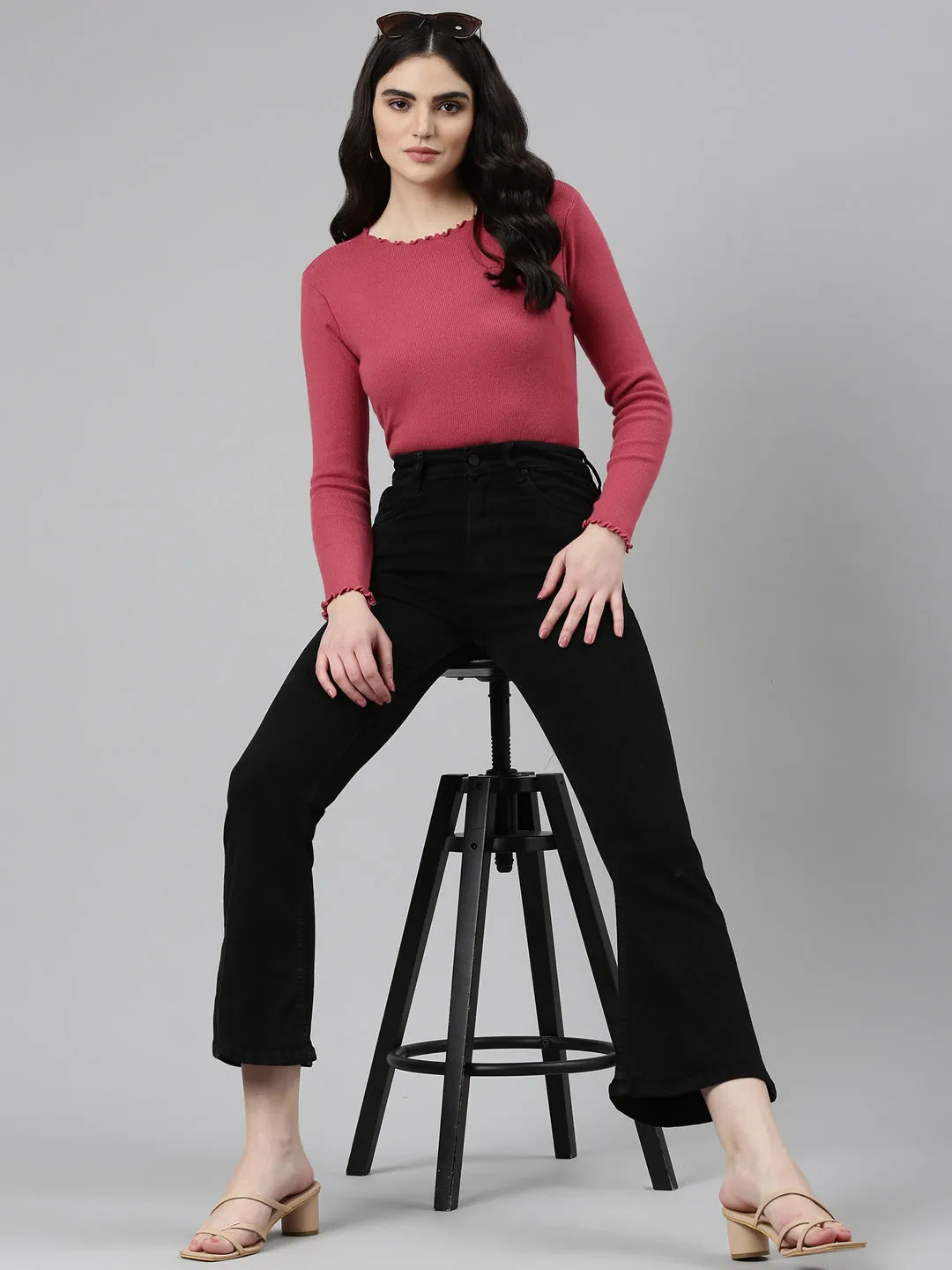 Women Black Bootcut Mid Rise Bootcut Denim Jeans