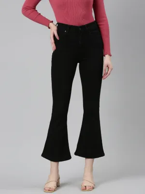 Women Black Bootcut Mid Rise Bootcut Denim Jeans