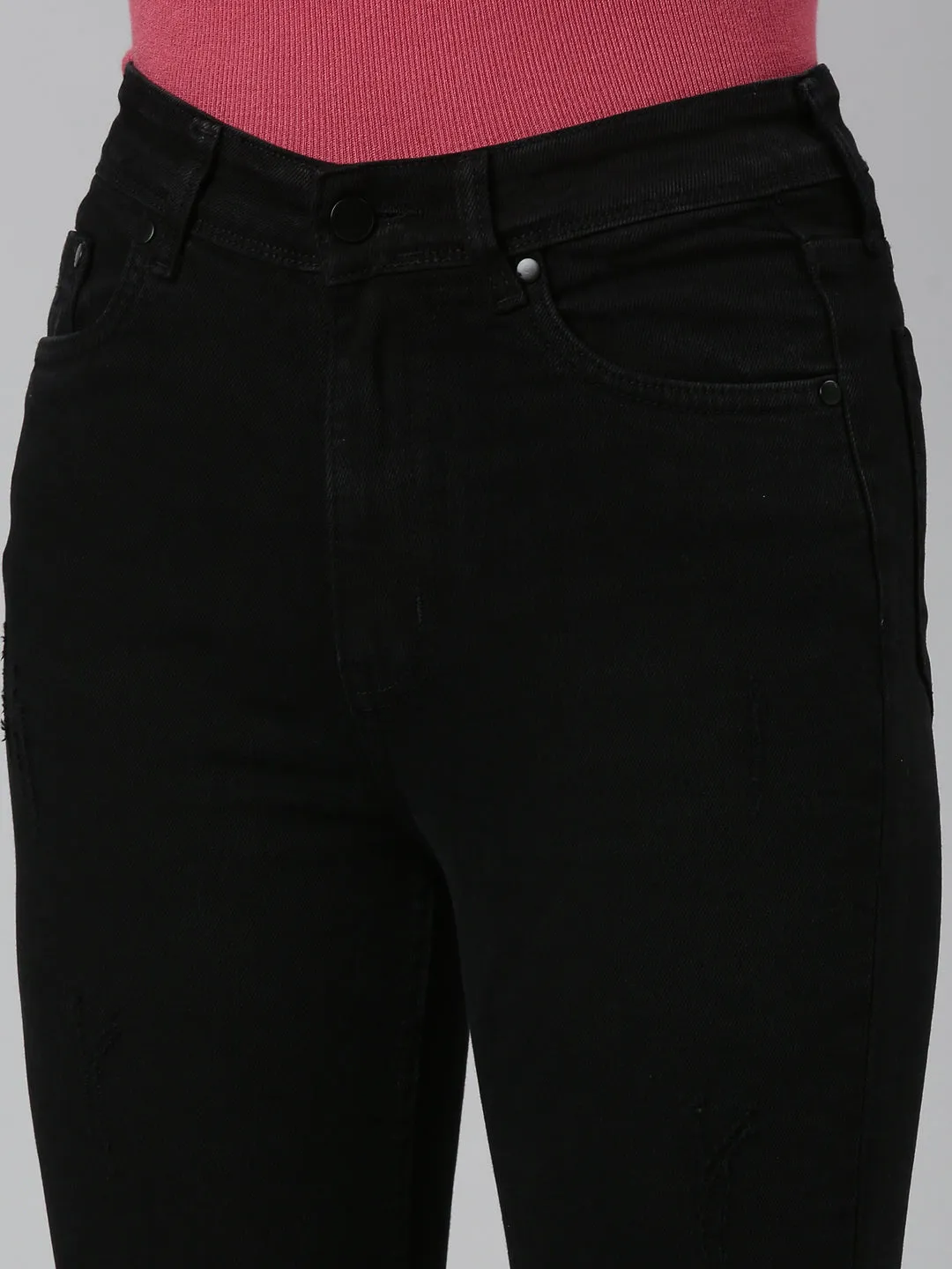 Women Black Bootcut Mid Rise Bootcut Denim Jeans